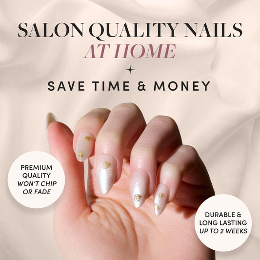 Glamnetic Press-On Nails Bundle - Sanded, Berry Maroon & Think Pink | Short Almond Nude Fake Nails with Raised Gold Shell Accents | Dark Red Round Fake Nails | Light Pastel Pink Oval Fake