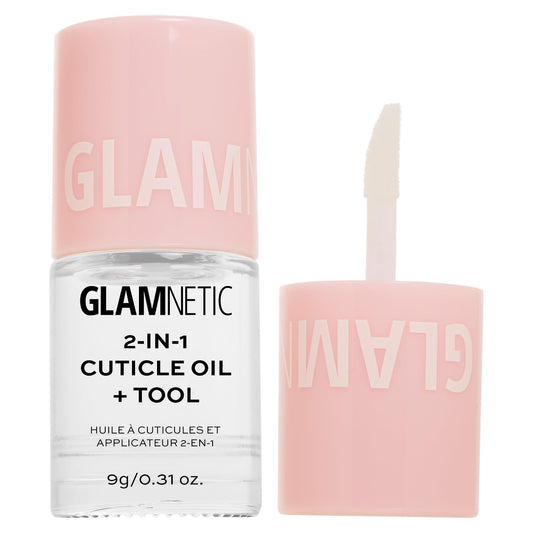 Glamnetic 2-in-1 Cuticle Oil | Nourishing Cuticle Serum & Cuticle Pusher For Healthy Nails | Overnight, Hyaluronic Acid & Botanical Oils - 0.31 Oz