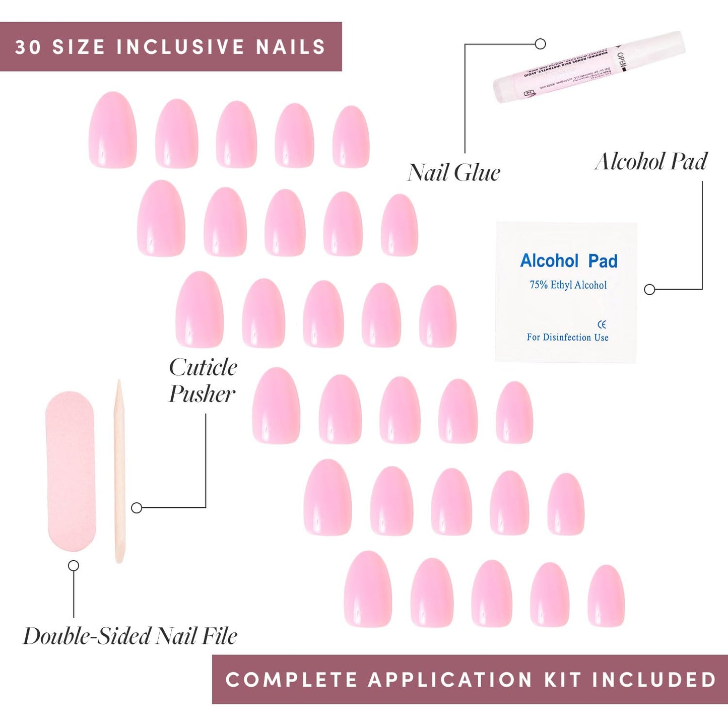 Glamnetic Press-On Nails Bundle - Sea Star, Goal Digger & Think Pink | Almond Seashell Fake Nails with 3D Nail Art | Natural Round False Nails with Gold Foil | Light Pastel Pink Short Oval