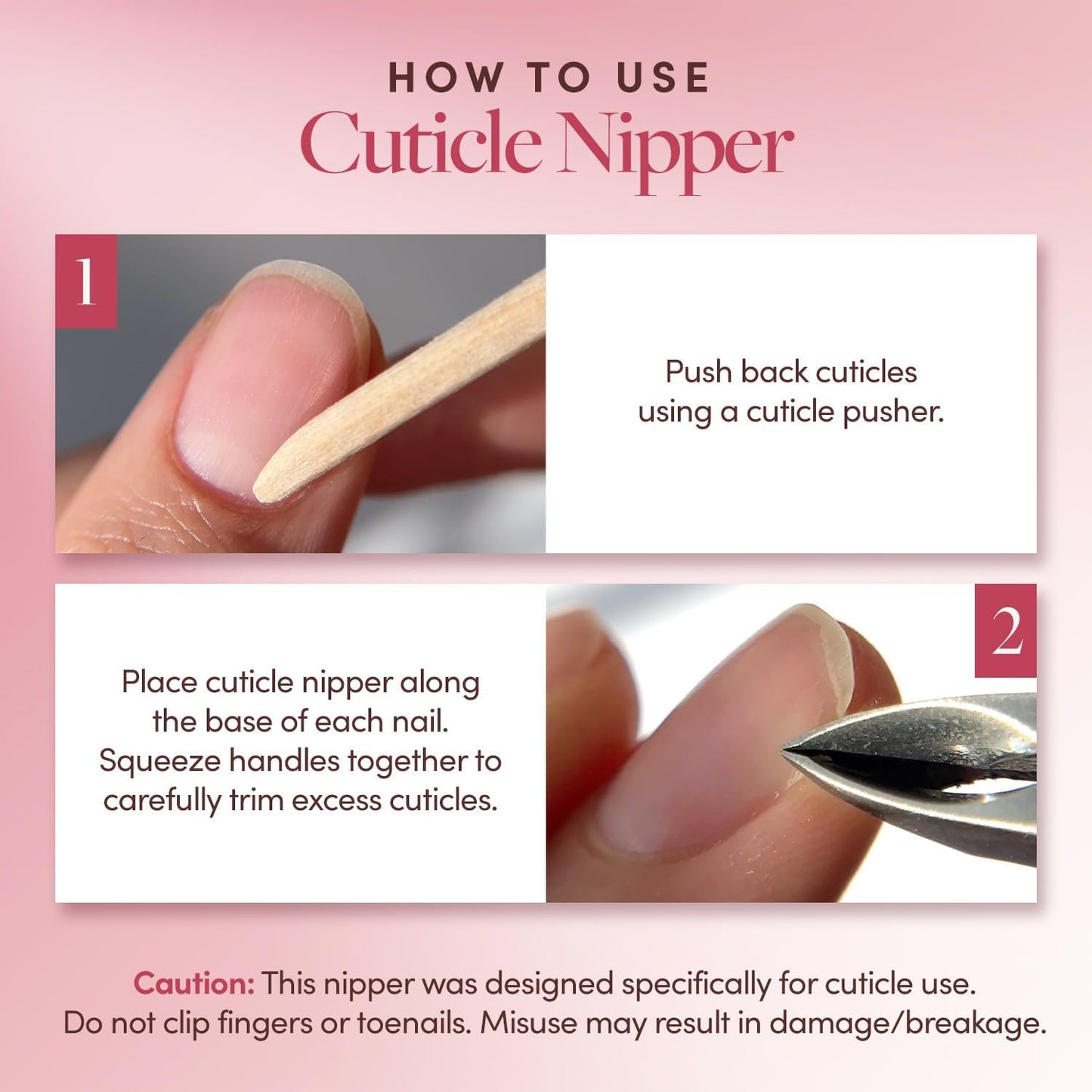 Glamnetic Cuticle Trimmer | Stainless Steel Cuticle Remover with Sharp Blades | Safe & Easy to Use Cuticle Nipper | Pedicure Manicure Tools for Fingernails and Toenails