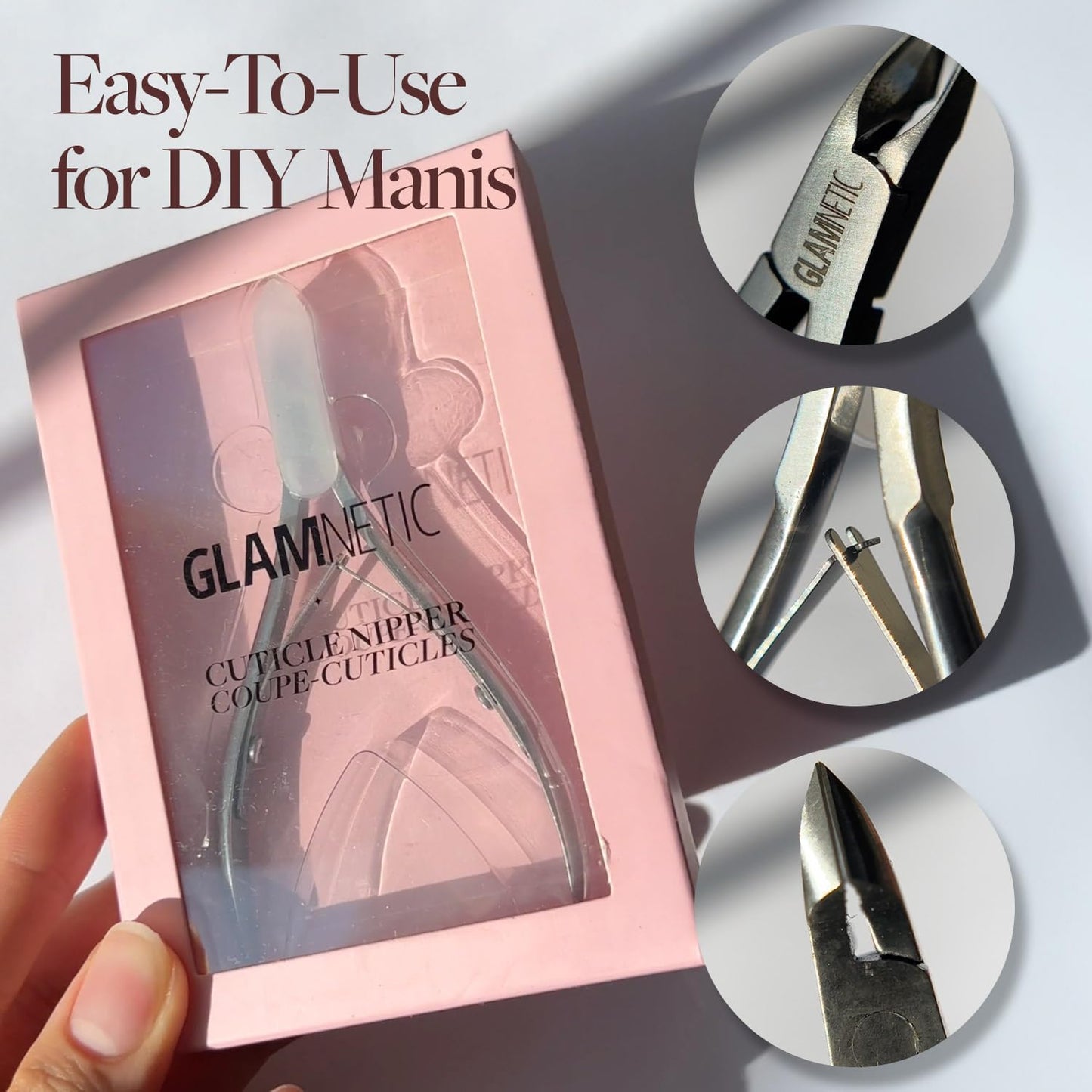 Glamnetic Cuticle Trimmer | Stainless Steel Cuticle Remover with Sharp Blades | Safe & Easy to Use Cuticle Nipper | Pedicure Manicure Tools for Fingernails and Toenails