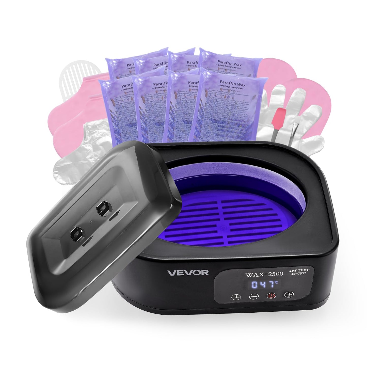 VEVOR Paraffin Wax Machine for Hands and Feet, 2000ML Professional Paraffin Wax Warmer, Low/High 2-Level Temperature Control Paraffin Bath Moisturizing Kit for Skin Hydration, Home Spa, Beauty Salons